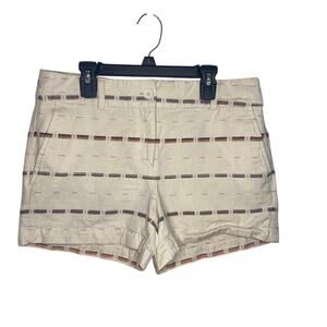 Loft Chino Shorts Aztec Striped Print Tan Orange Size 4 Summer Beach Vacation